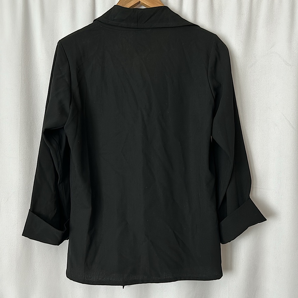 Yves Saint Laurent Ri’ve Gauche Vtg Black Authenticated Tie Jacket Top *Sz 36* - Picture 2 of 6